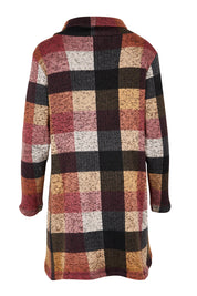 Product shot of The Woolly Knit High Low Tunic in colour Pinkcheck (Pink), from the back