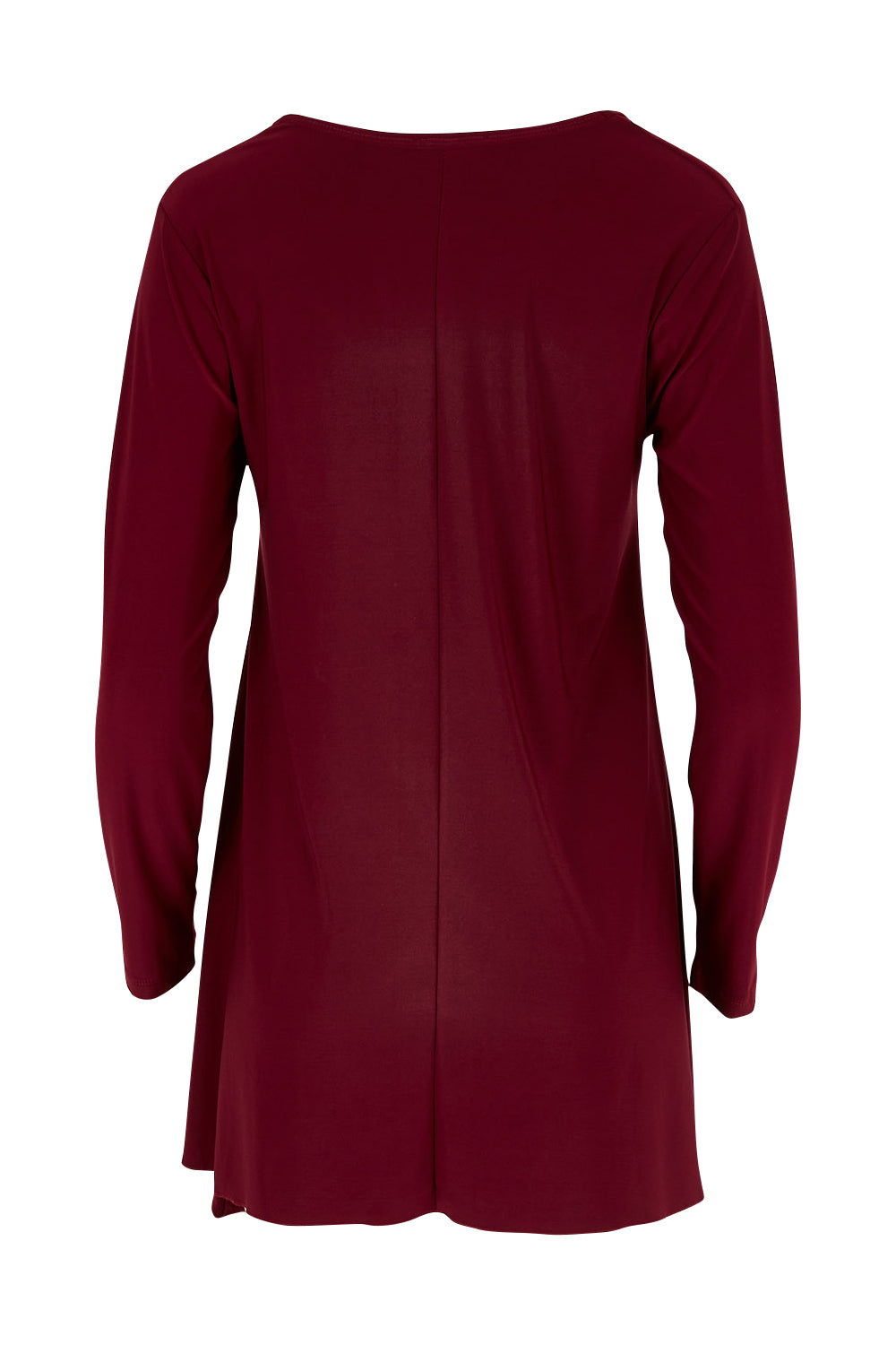 Product shot of The Recycled Swing Top in colour Burgundy (Red), from the back