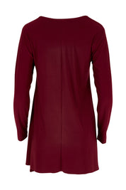 Product shot of The Recycled Swing Top in colour Burgundy (Red), from the back