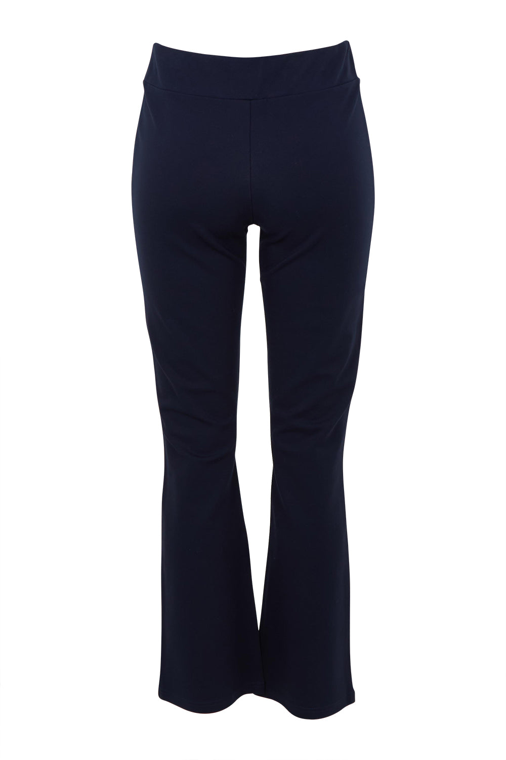 Product shot of The Pull On Ponte Boot Leg Pant in colour Darknavy (Blue), from the back