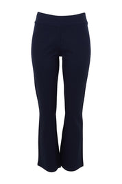 Product shot of The Pull On Ponte Boot Leg Pant in colour Darknavy (Blue), from the front