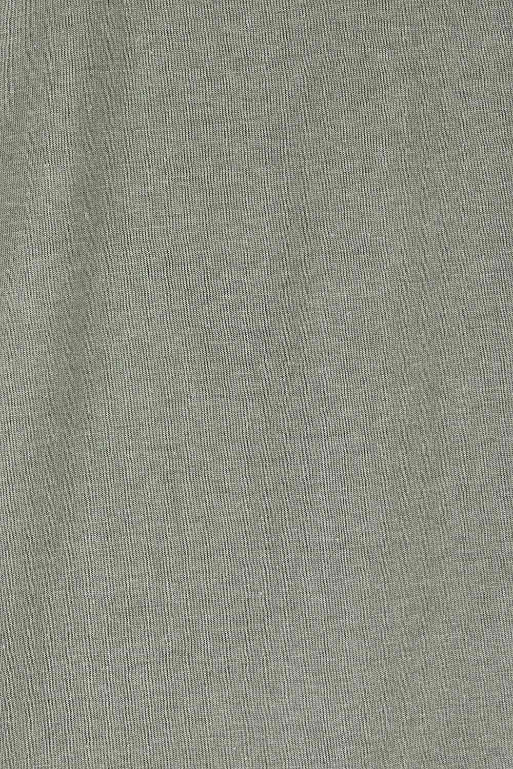 Product shot of The Rib Trim Long Sleeve Tee in colour Olive (Green), detail