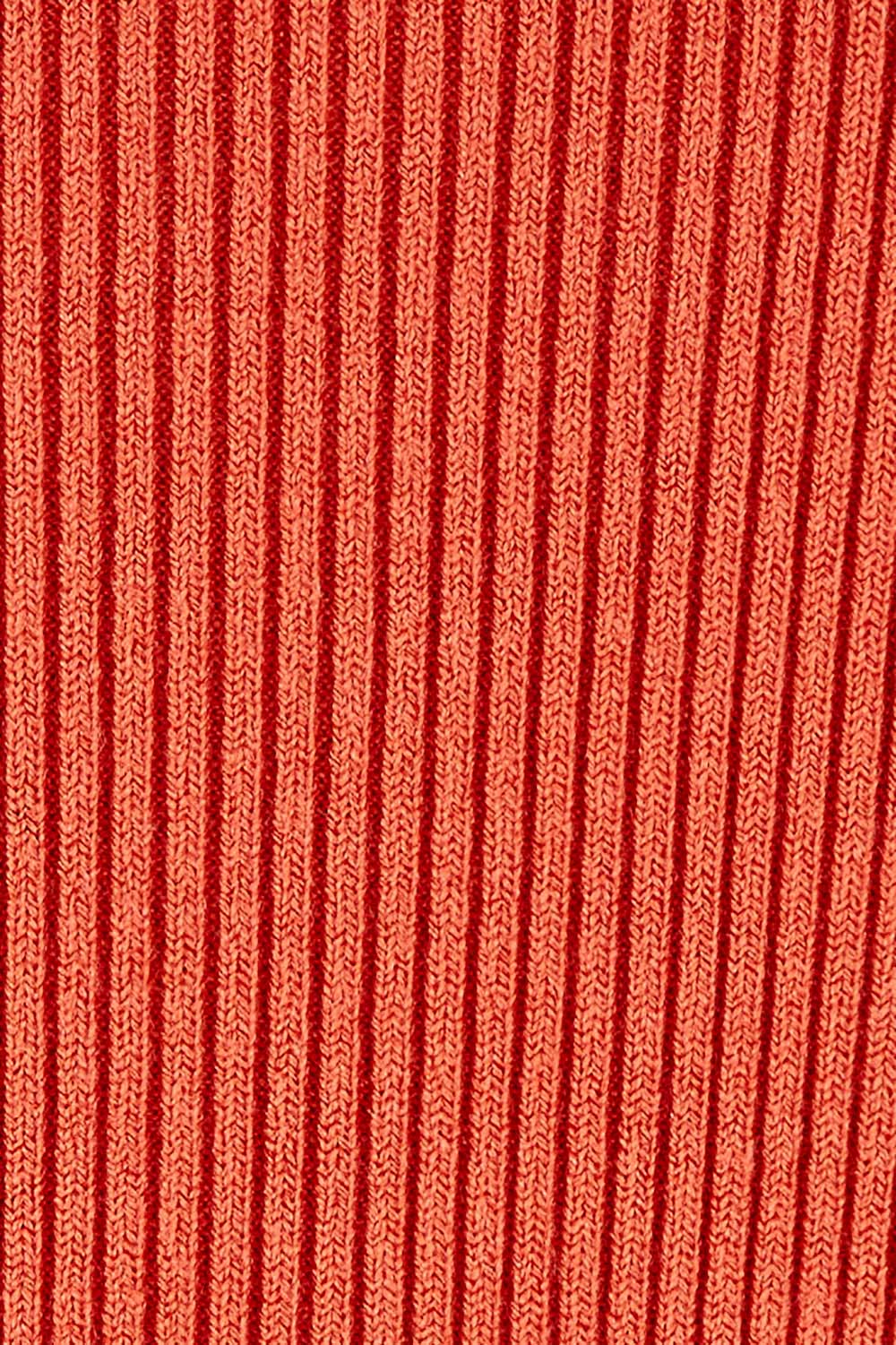 Product shot of The Essential Soft Rib Skivvy in colour Tangorust, detail