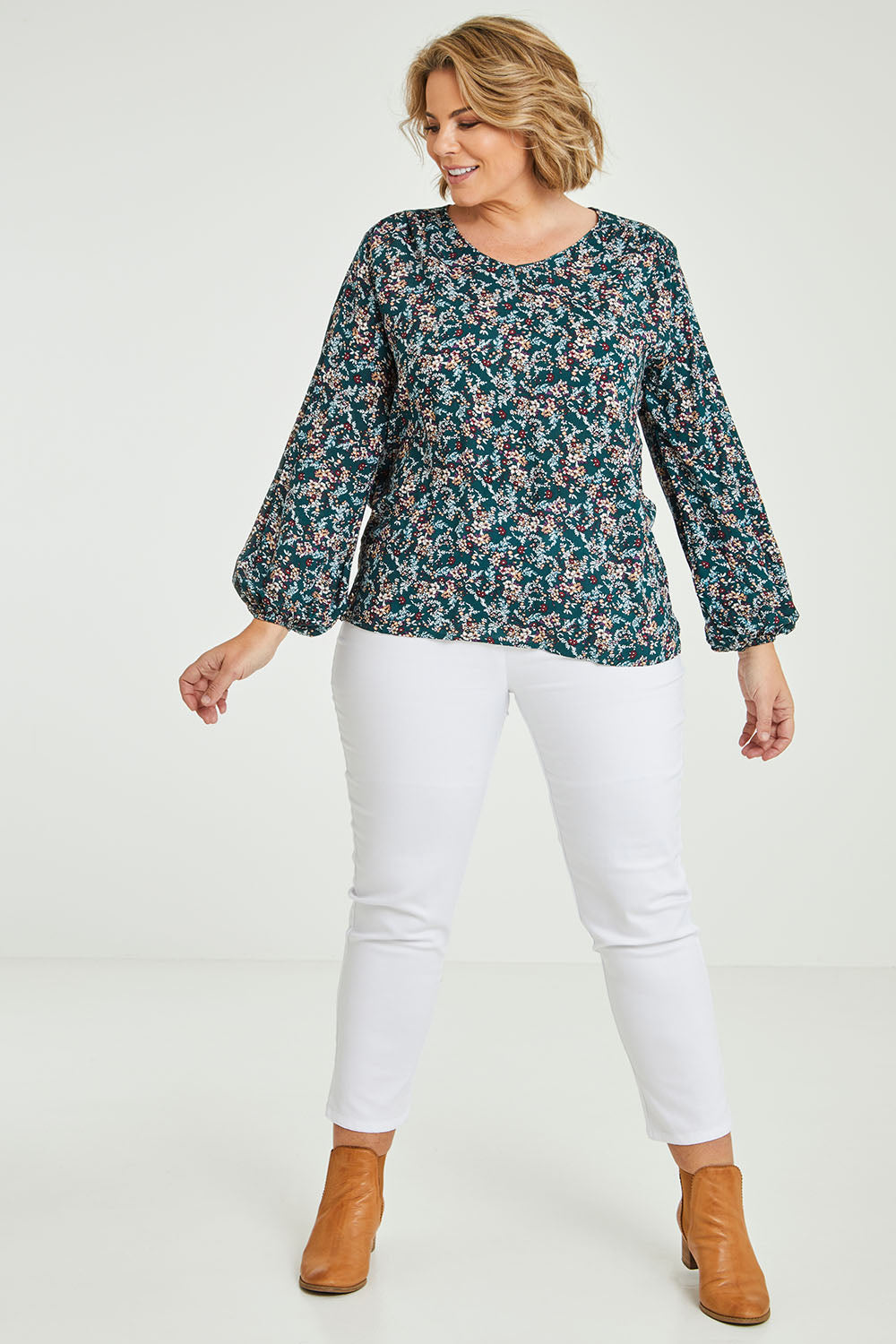 Preloved The V Neck Rayon Top - Fernfloral