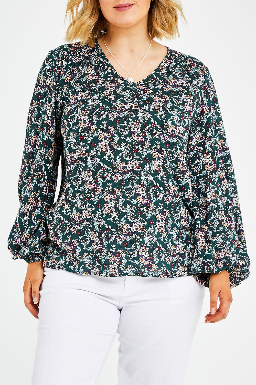 Preloved The V Neck Rayon Top - Fernfloral