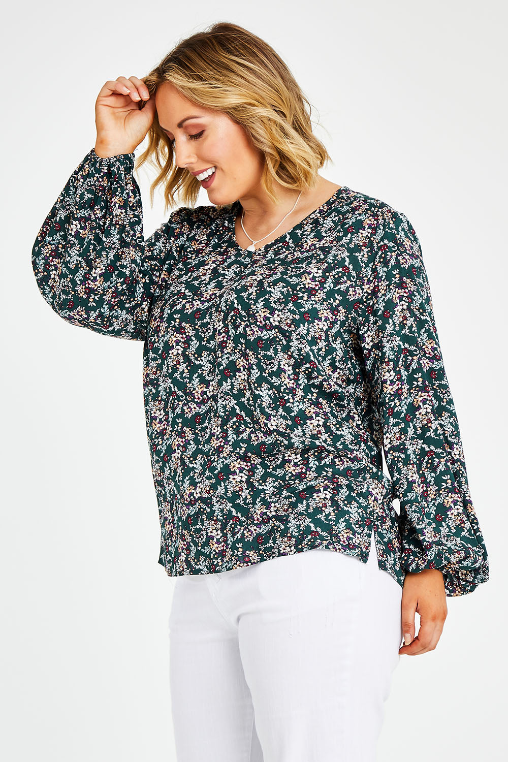 Preloved The V Neck Rayon Top - Fernfloral