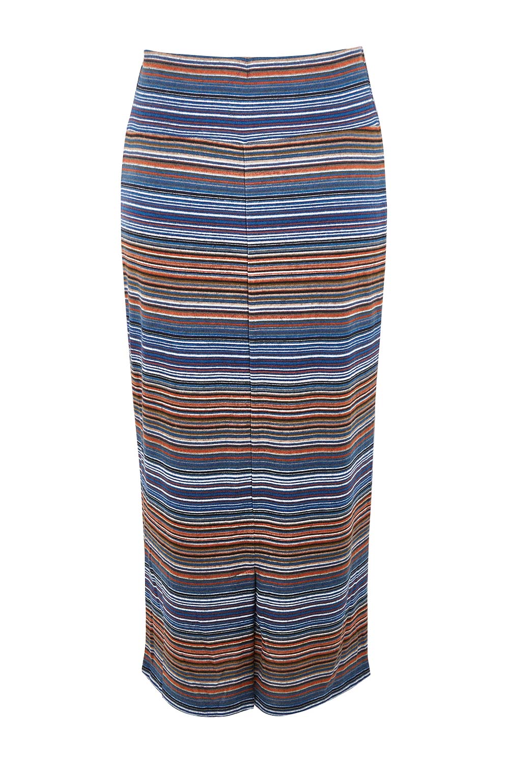 Product shot of The Striped Light Knit Lined Skirt in colour Bluestripe (Blue), from the back