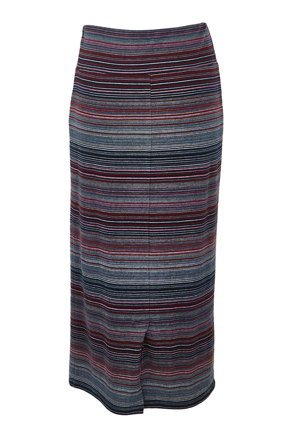 Product shot of The Striped Light Knit Lined Skirt in colour Greypink (Grey), from the back