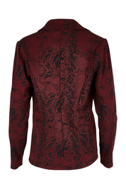 Product shot of The Jacquard Ponti Jacket in colour Burgundy (Red), from the back