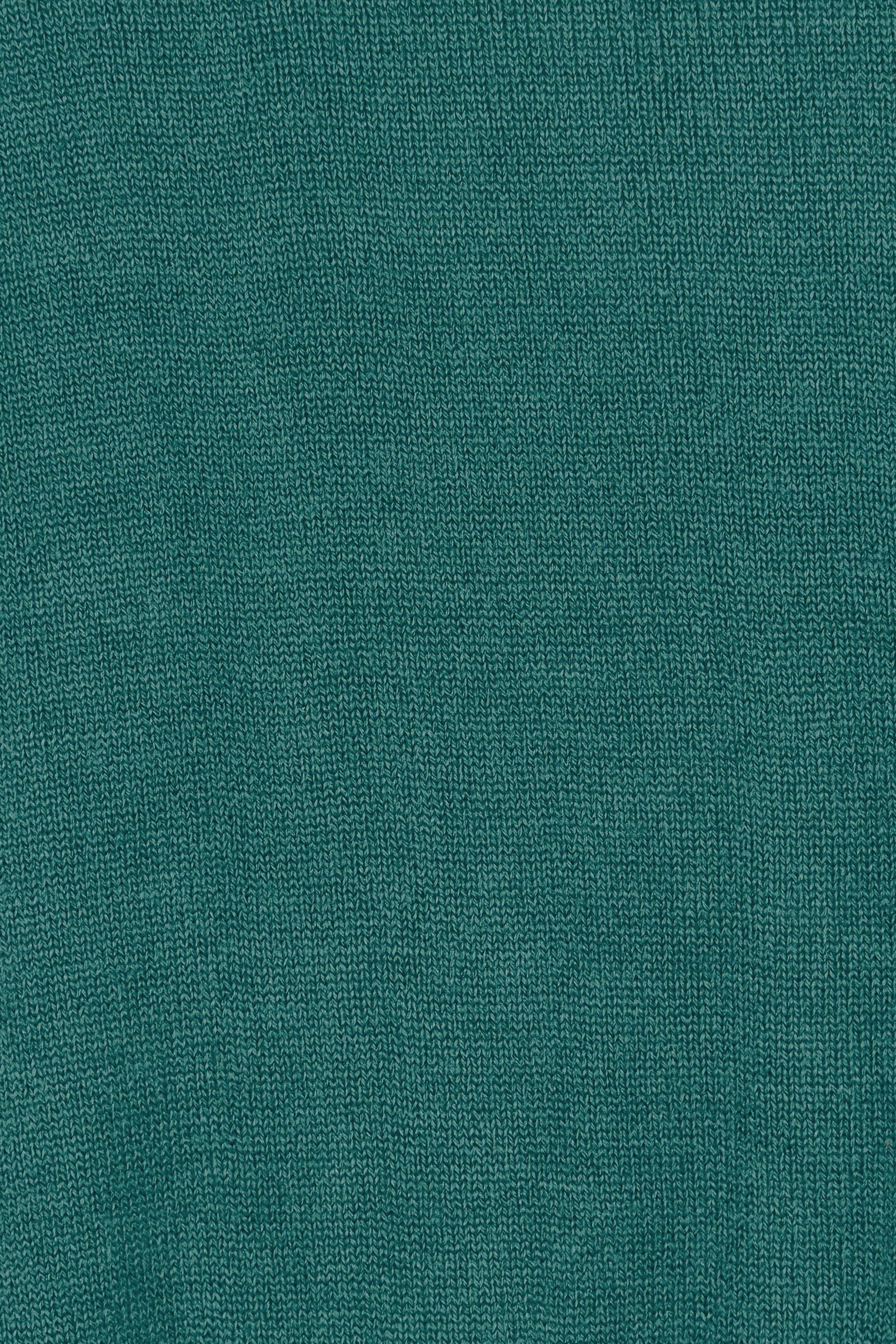 Product shot of The Essential Soft High Low Jumper in colour Seagreen (Green), detail