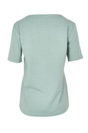 Product shot of The Keepers Tee in colour Sage (Green), from the back
