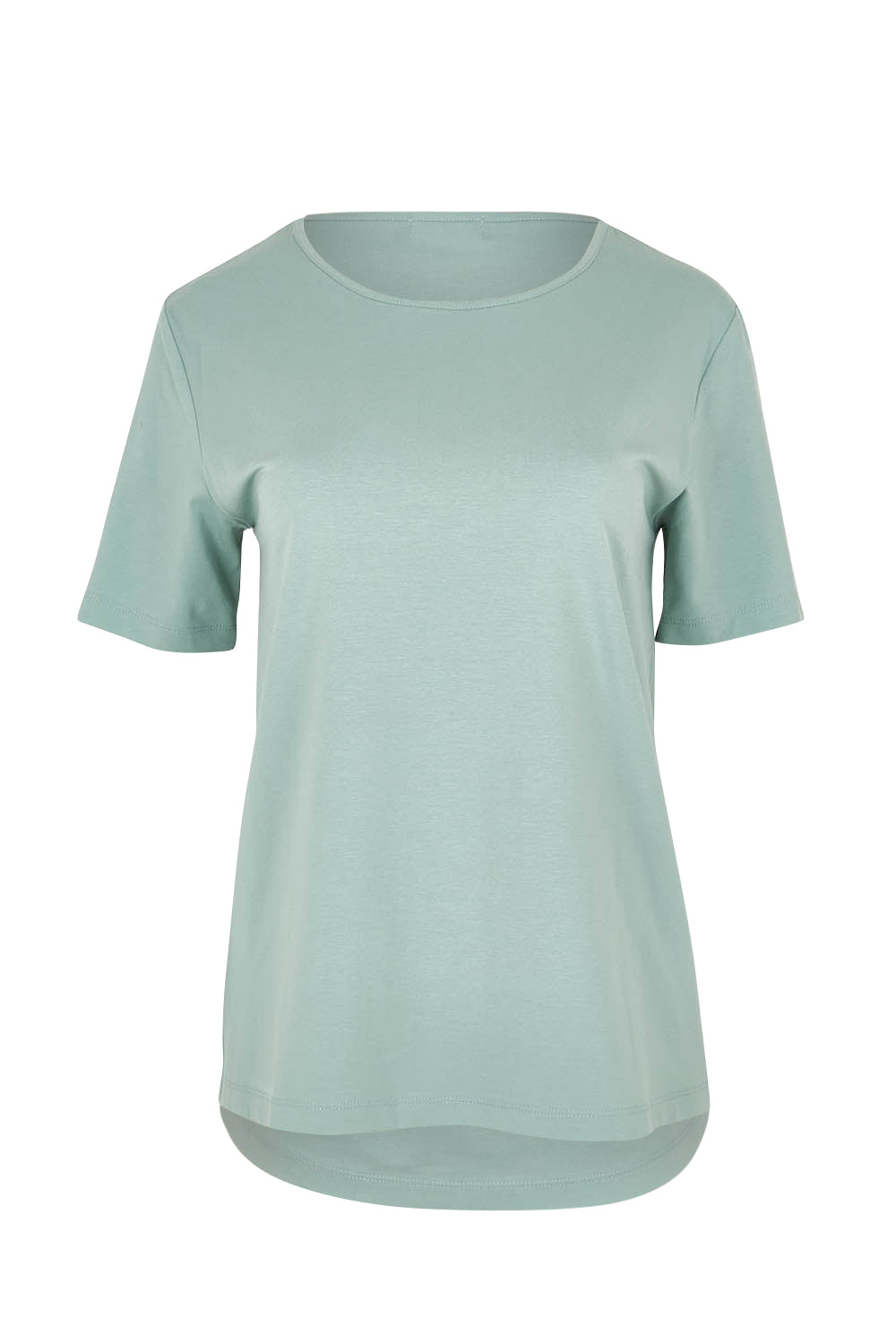 Product shot of The Keepers Tee in colour Sage (Green), from the front