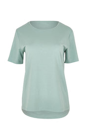 Product shot of The Keepers Tee in colour Sage (Green), from the front