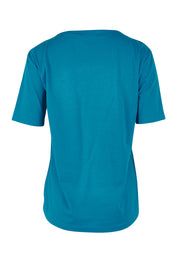 Product shot of the The Keepers Cotton Tee - Turquoise in colour Turquoise, from the back