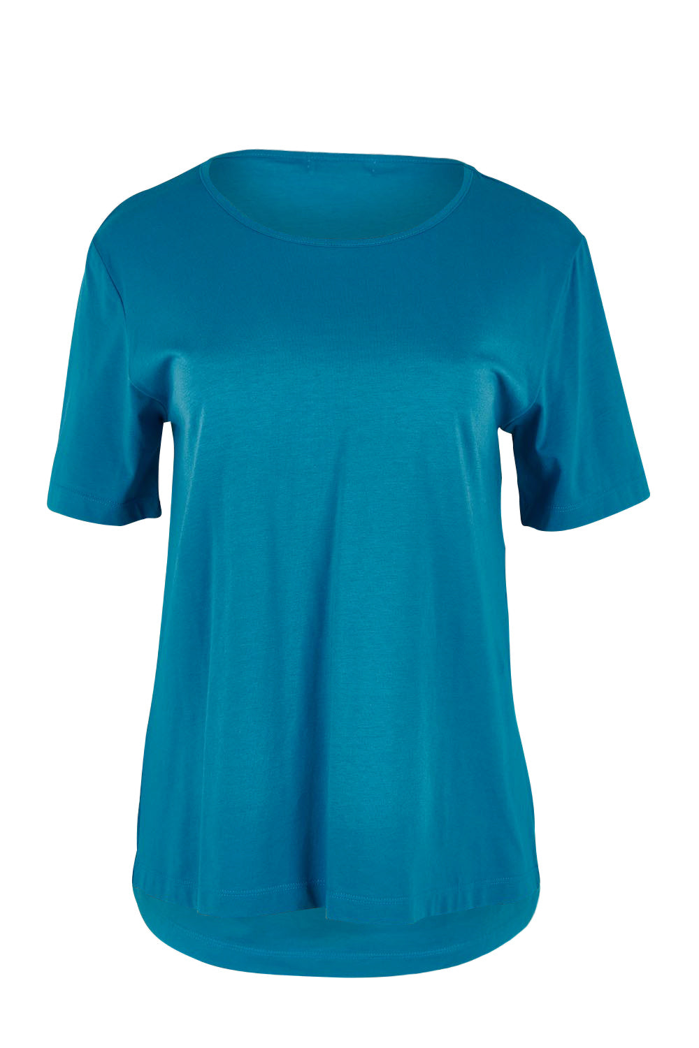Product shot of the The Keepers Cotton Tee - Turquoise in colour Turquoise, from the front