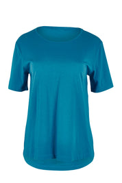 Product shot of the The Keepers Cotton Tee - Turquoise in colour Turquoise, from the front
