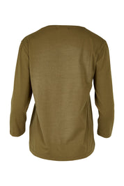 Product shot of The Keepers 3/4 Sleeve Tee in colour Olive (Green), from the back