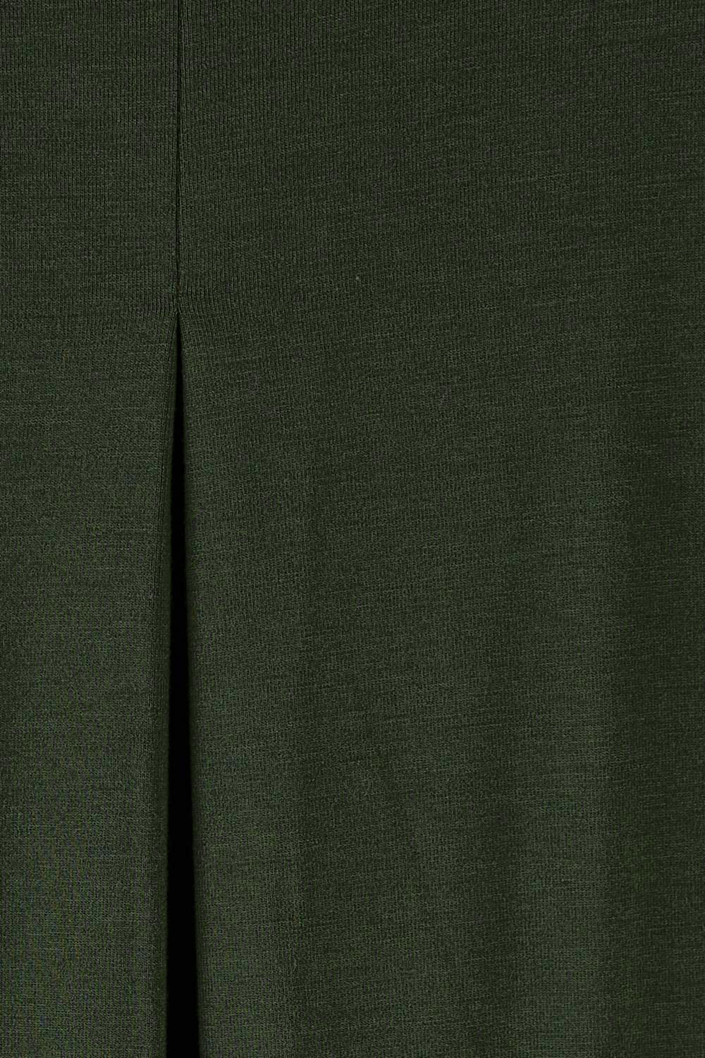 Product shot of The V Split Midi Tee Dress in colour Khaki (Green), detail
