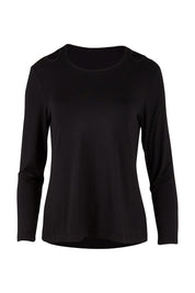 Product shot of The Cut Out Jersey Top in colour Black (Black), from the front