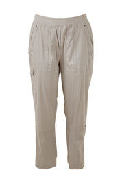 Product shot of The Casual Pull On Summer Pant in colour Parchement (Grey), from the front