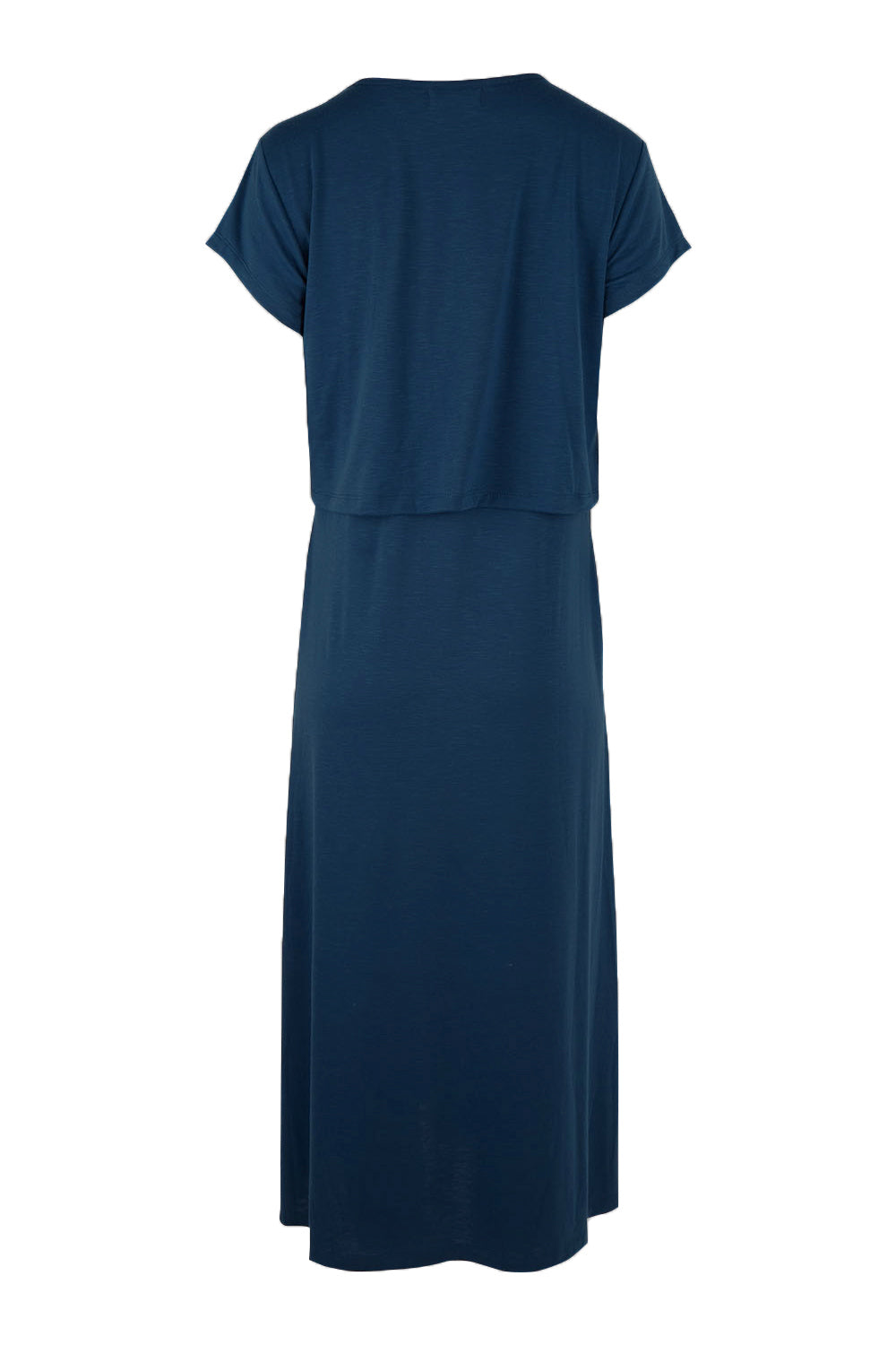 Product shot of The Layered Tee Dress in colour Blueocean (Blue), from the back