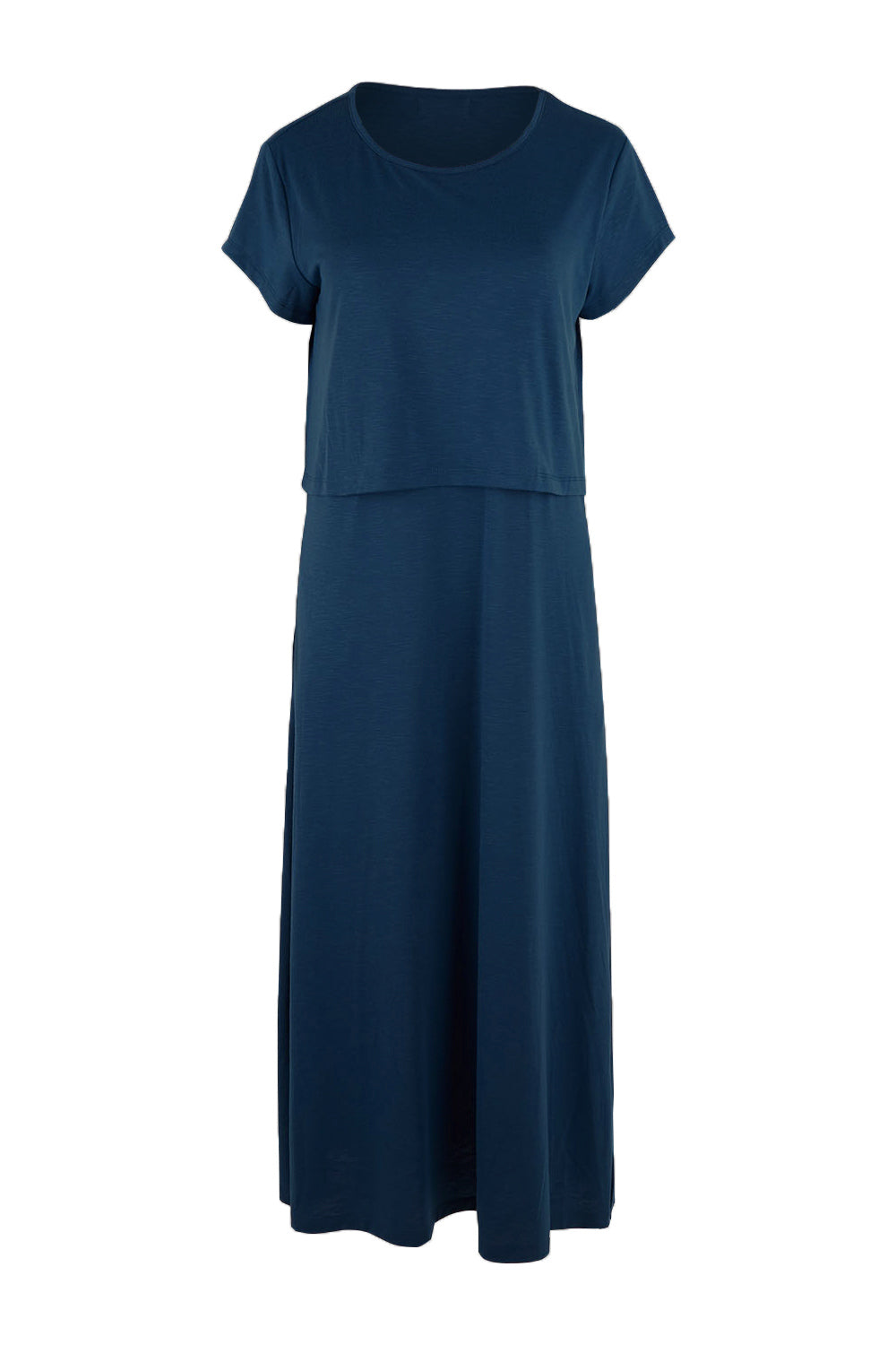 Product shot of The Layered Tee Dress in colour Blueocean (Blue), from the front