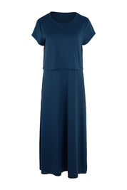Product shot of The Layered Tee Dress in colour Blueocean (Blue), from the front