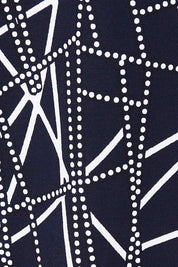 Product shot of The Ruched 3/4 Sleeve Tee in colour Navywhite (Blue), detail