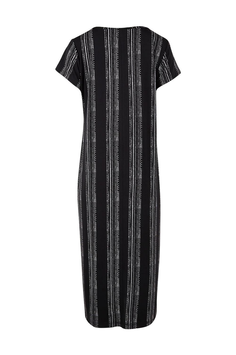 Product shot of The Printed Classic Tee Dress in colour Blackwhite (Black), from the back