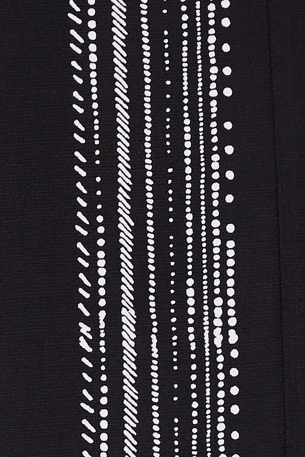 Product shot of The Printed Classic Tee Dress in colour Blackwhite (Black), detail