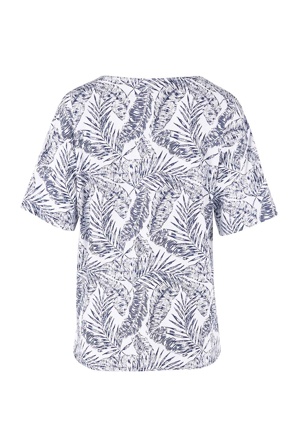 Product shot of The Cotton Pocket Top in colour Whitenavy (White), from the back