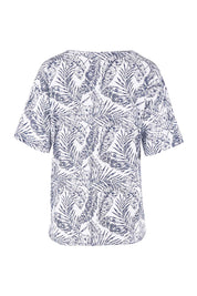 Product shot of The Cotton Pocket Top in colour Whitenavy (White), from the back