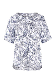 Product shot of The Cotton Pocket Top in colour Whitenavy (White), from the front