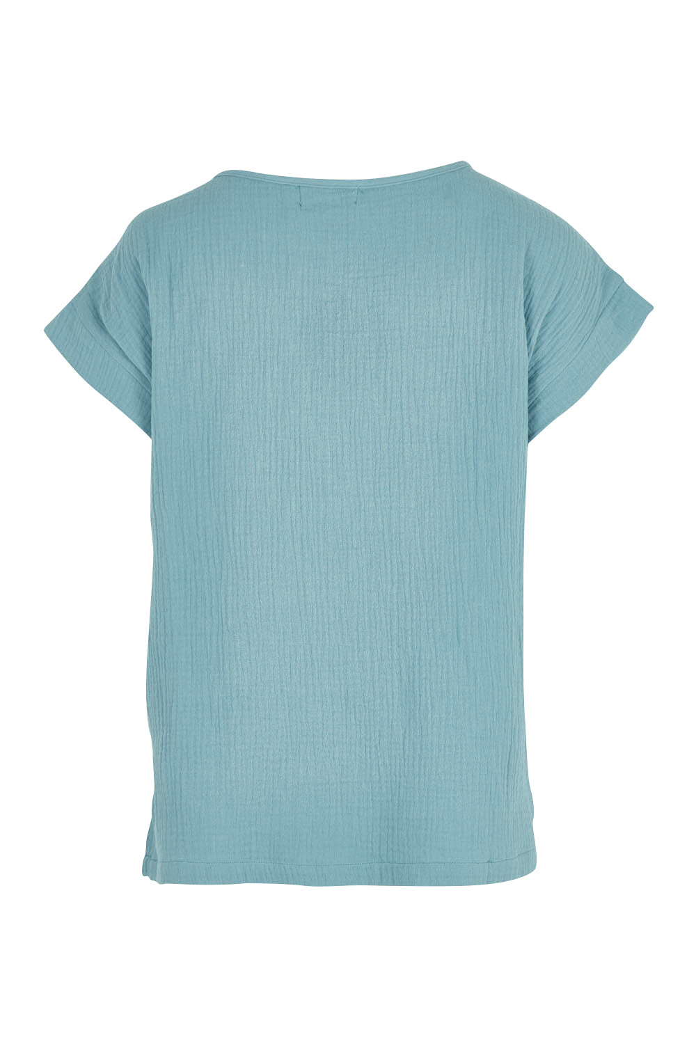 Product shot of The Textured Easy Wear Tank in colour Chambray (Blue), from the back
