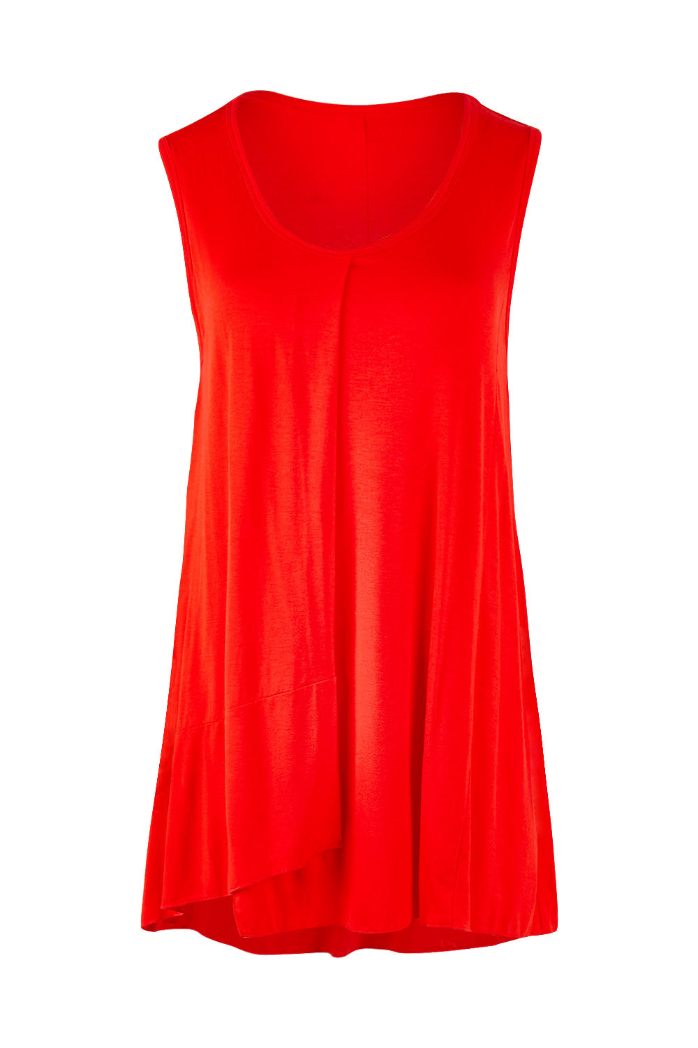 Product shot of The Long Overlay Tank in colour Red (Red), from the front