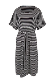 Product shot of The Striped Detail Dress in colour Blackwhite (Black), from the front