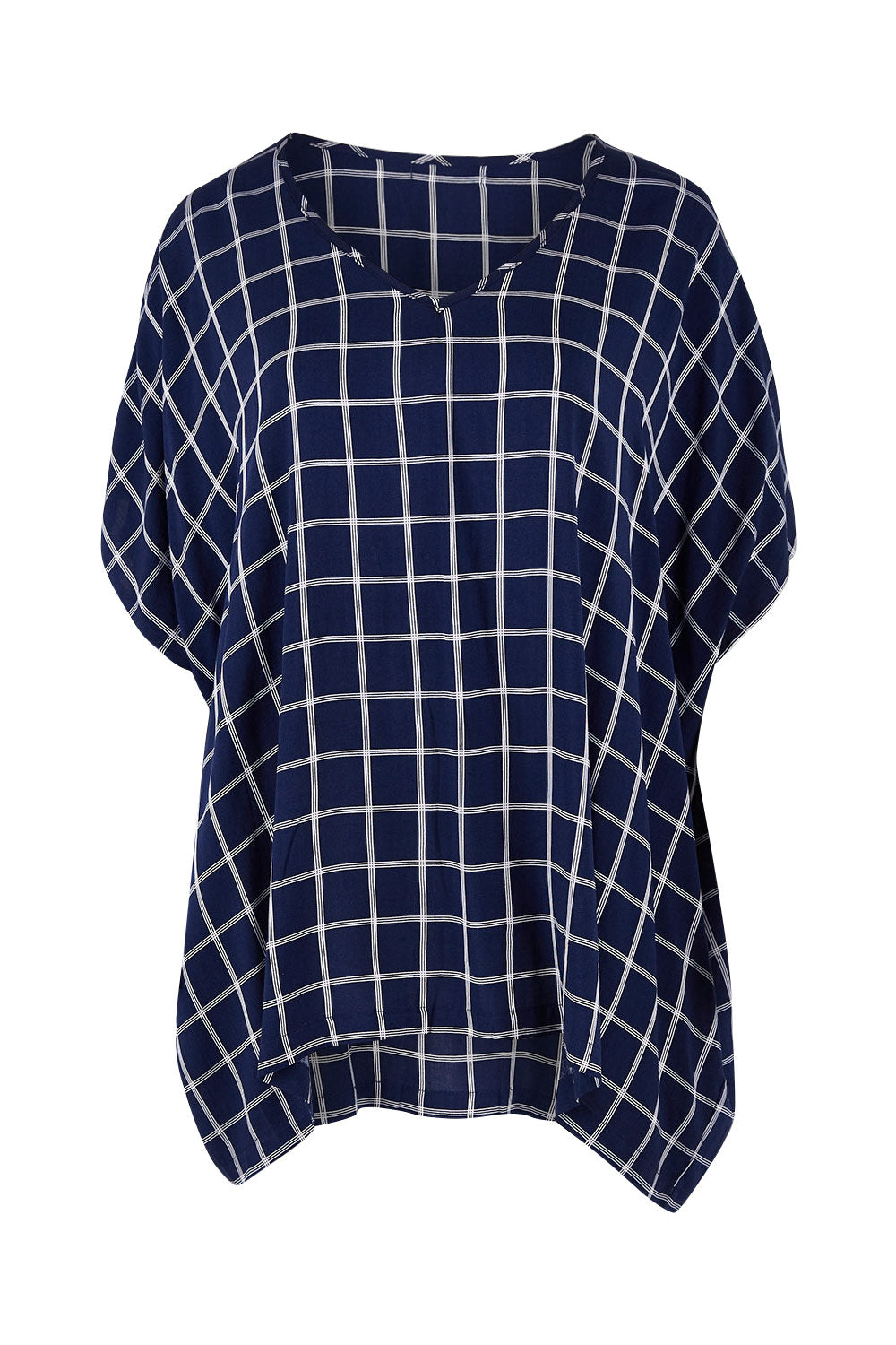 Product shot of The Relaxed Fit Draped Top in colour Navywhite (Black), from the front