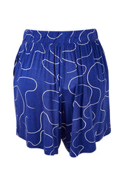 Product shot of The Printed Summer Jersey Short in colour Royalblue (Blue), from the back