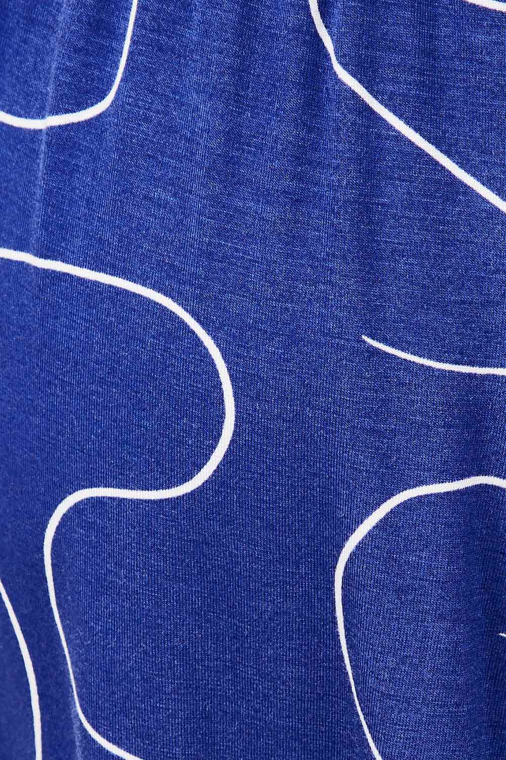 Product shot of The Printed Summer Jersey Short in colour Royalblue (Blue), detail
