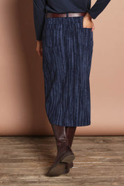 The Printed 5 Pocket Cord Skirt – Navystripe