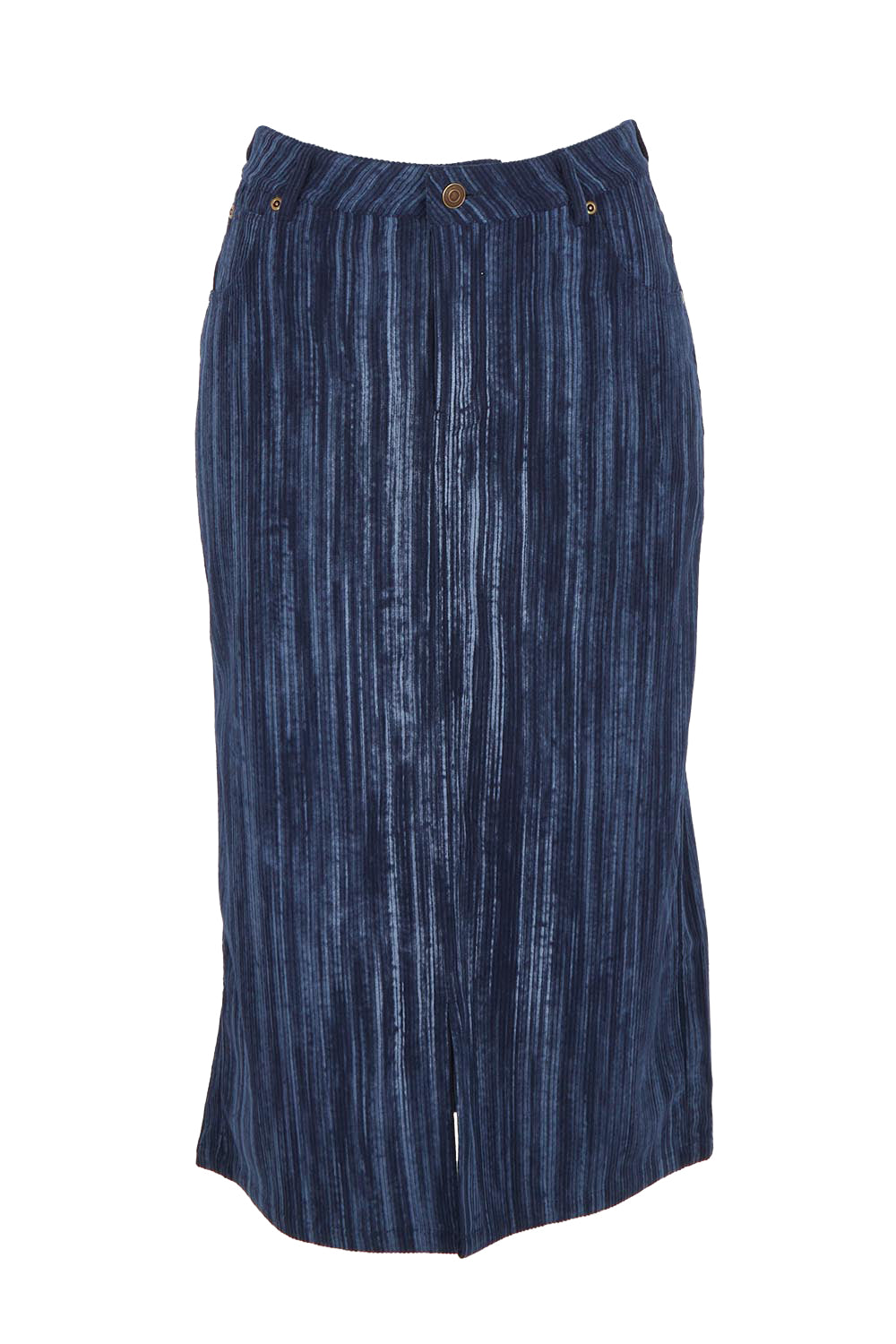 The Printed 5 Pocket Cord Skirt – Navystripe