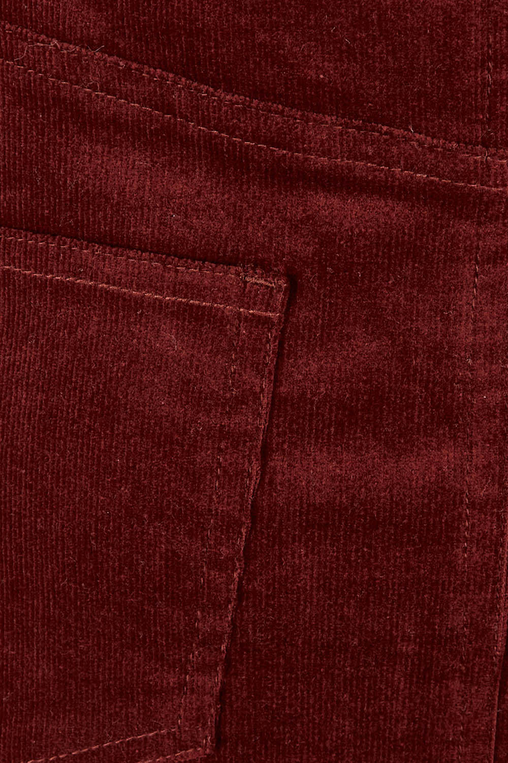 Product shot of The 5 Pocket Cord Midi Skirt in colour Nutmeg, detail