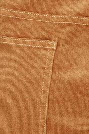 Product shot of The 5 Pocket Cord Midi Skirt in colour Tan, detail