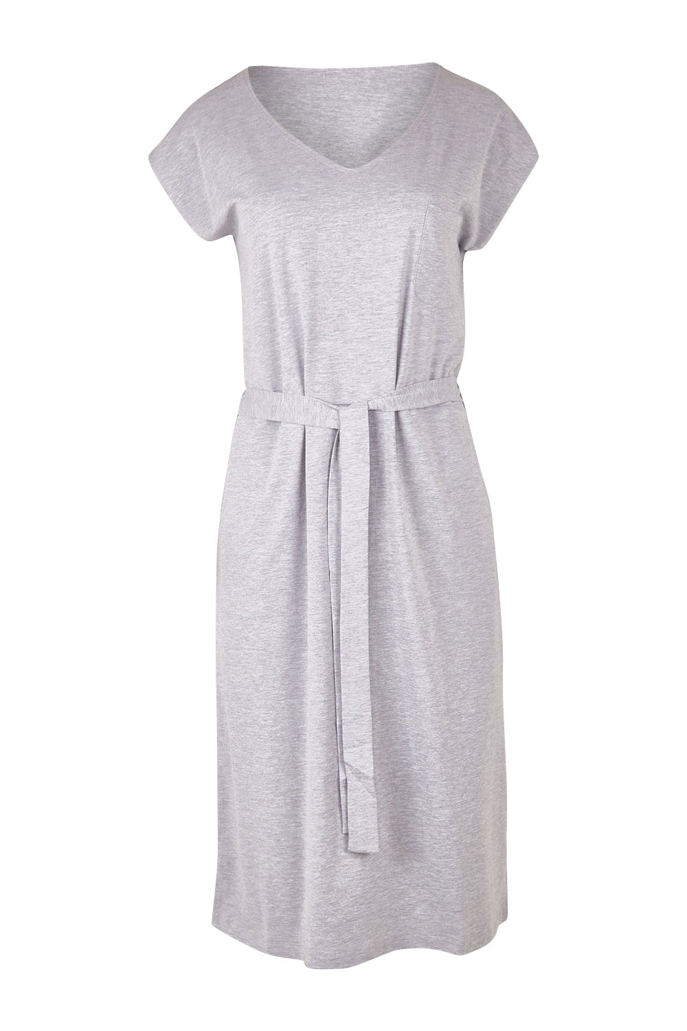 Product shot of The Summer Tee Dress in colour Silvermarl (Grey), from the front
