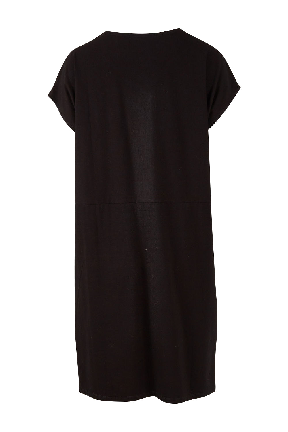 Product shot of The Luxe Cotton Tee Dress in colour Black (Black), from the back