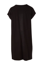 Product shot of The Luxe Cotton Tee Dress in colour Black (Black), from the back