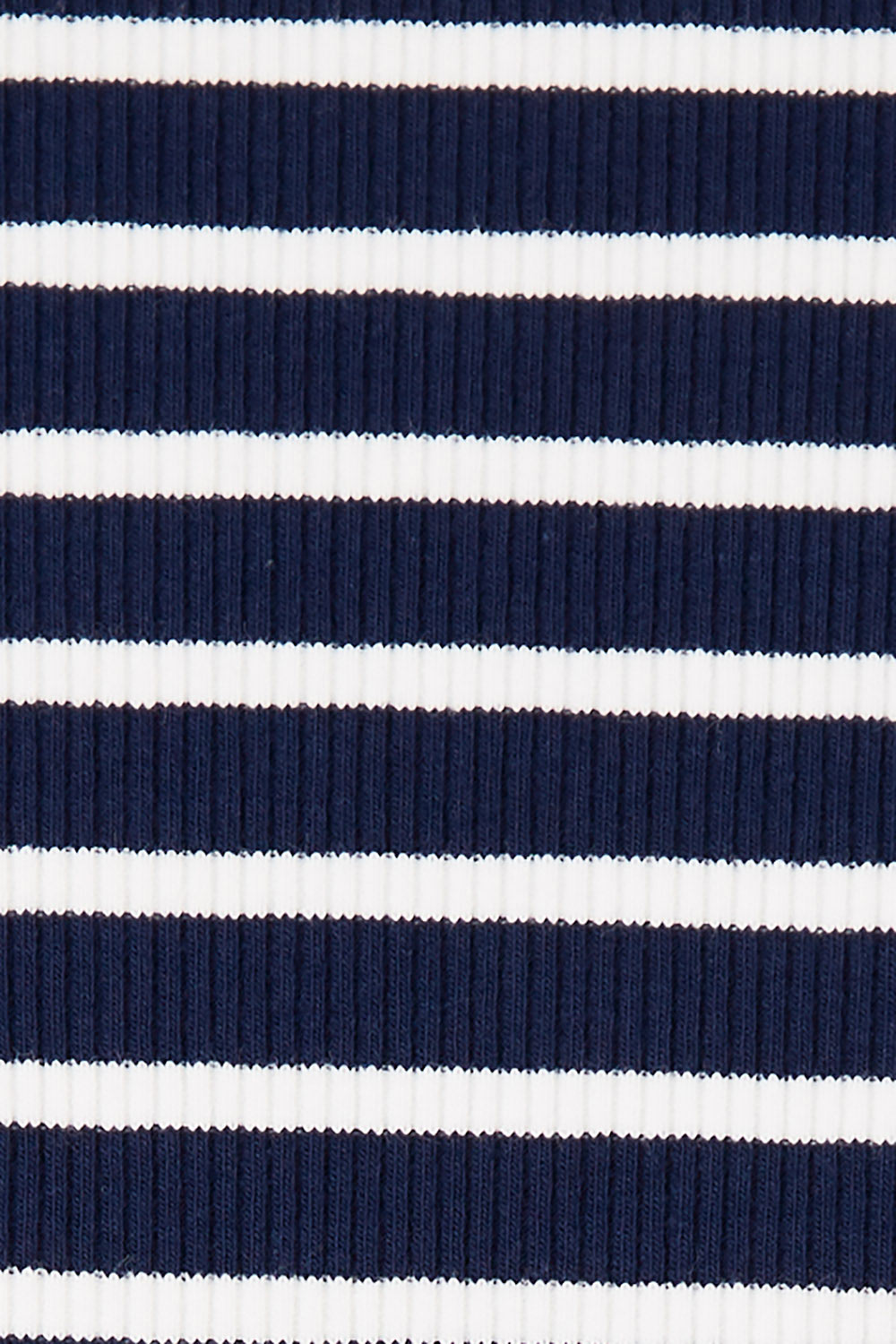 Product shot of The Keepers V Neck Striped Rib Tee in colour Navy (Blue), detail