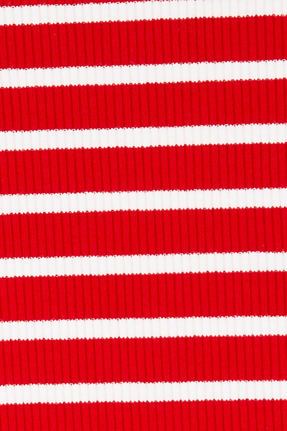Product shot of The Keepers V Neck Striped Rib Tee in colour Red (Red), detail