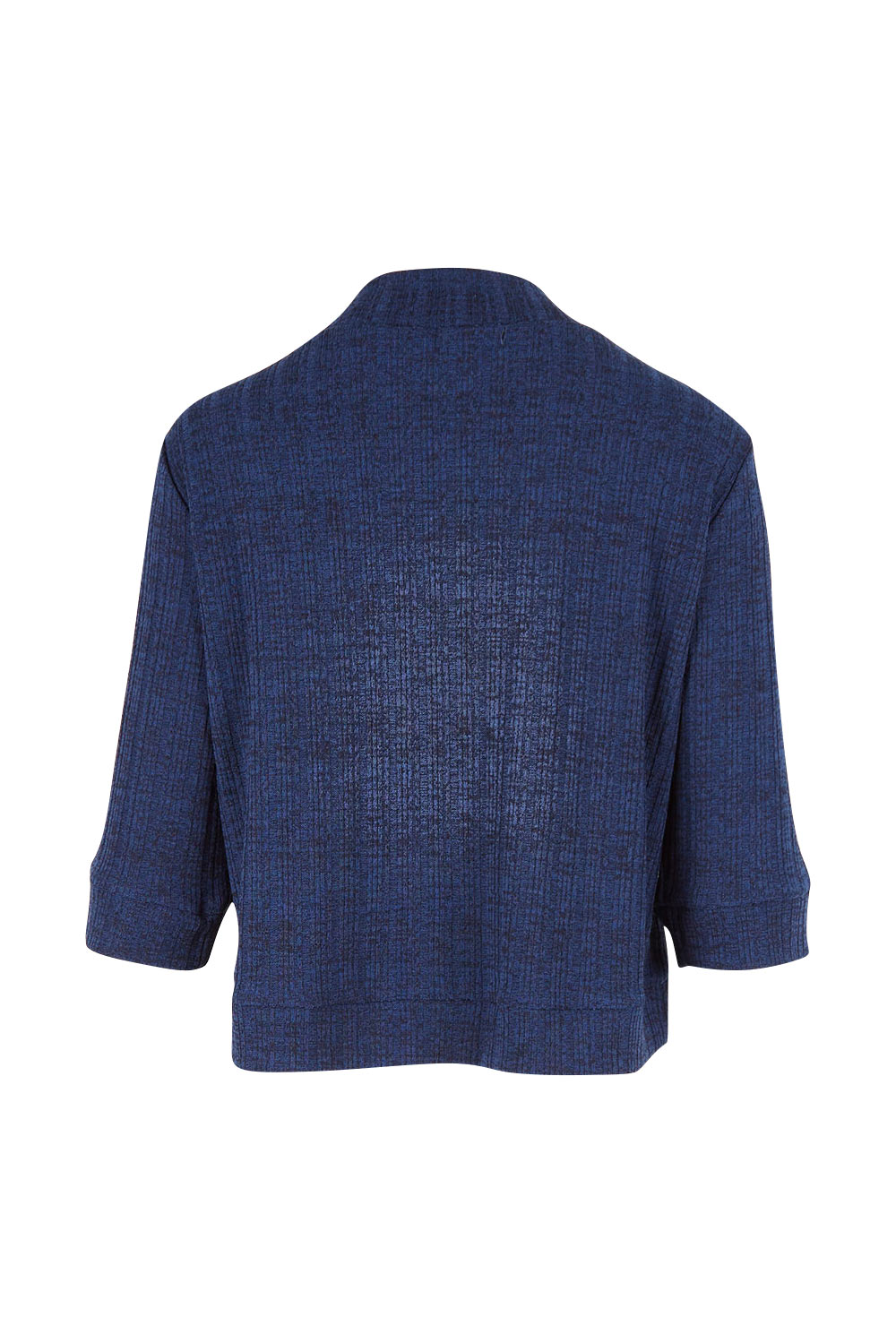 Product shot of The Lightweight Knit Shrug in colour Navy (Blue), from the back