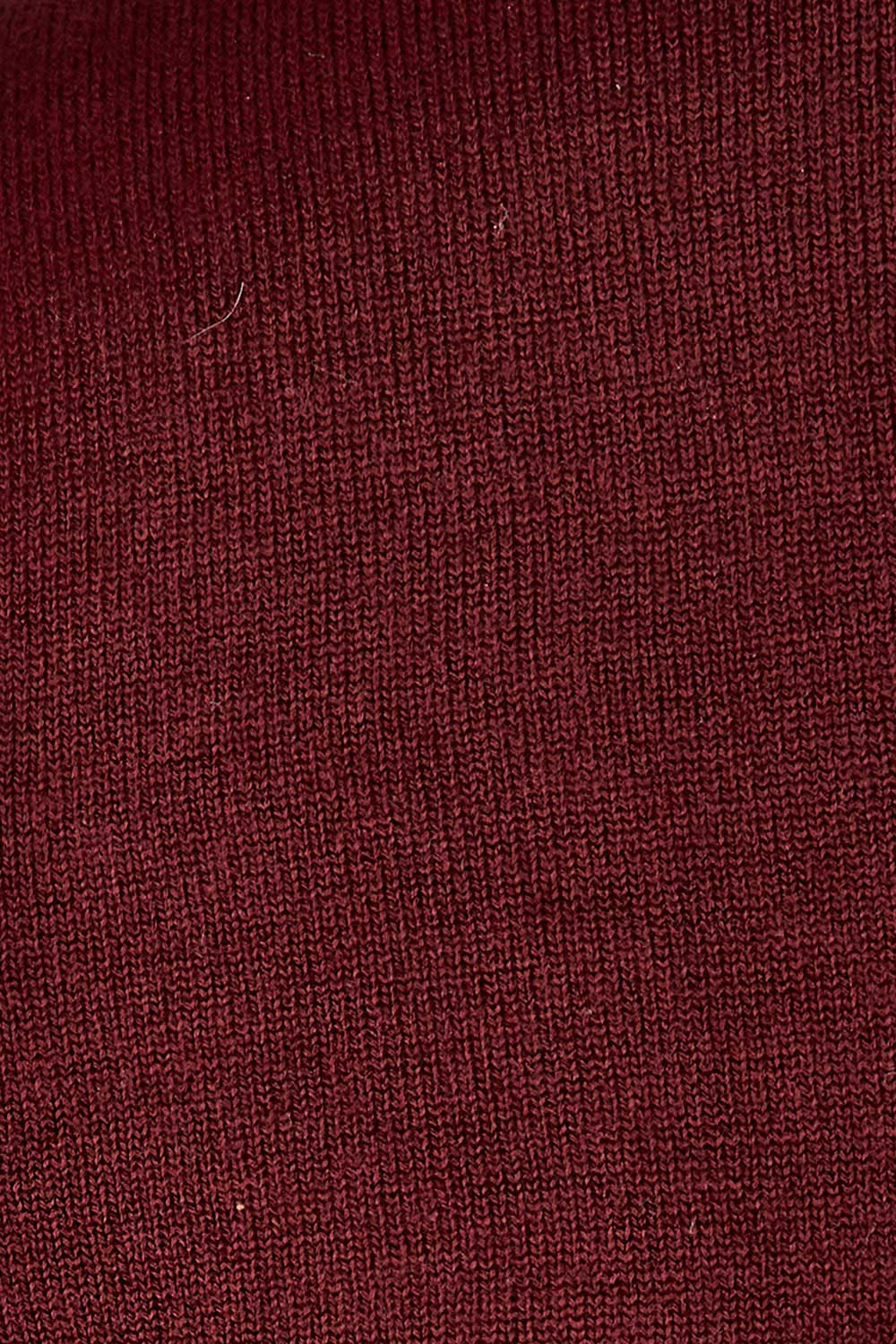 Product shot of The Keepers Soft V Neck Jumper in colour Burgundy (Purple), detail